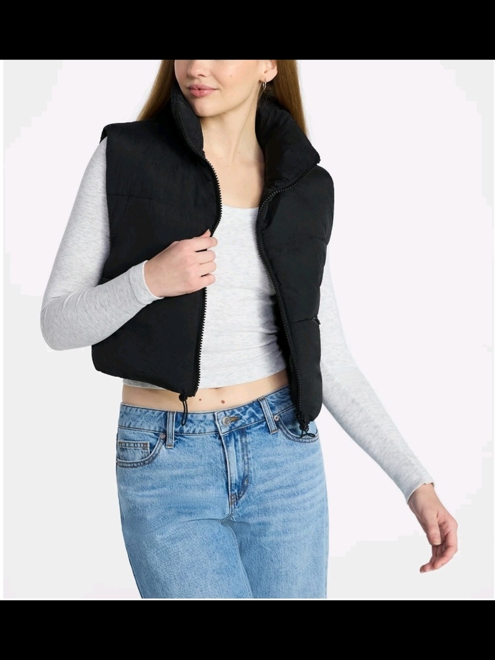 NWT No Boundaries Women Black Puffer Vest Jacket Winter Quilted Zip Front